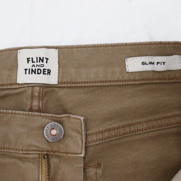 Flint and tinder pants mens 30 L29 chino flat front slim fit beige cotton blend - Picture 10 of 13